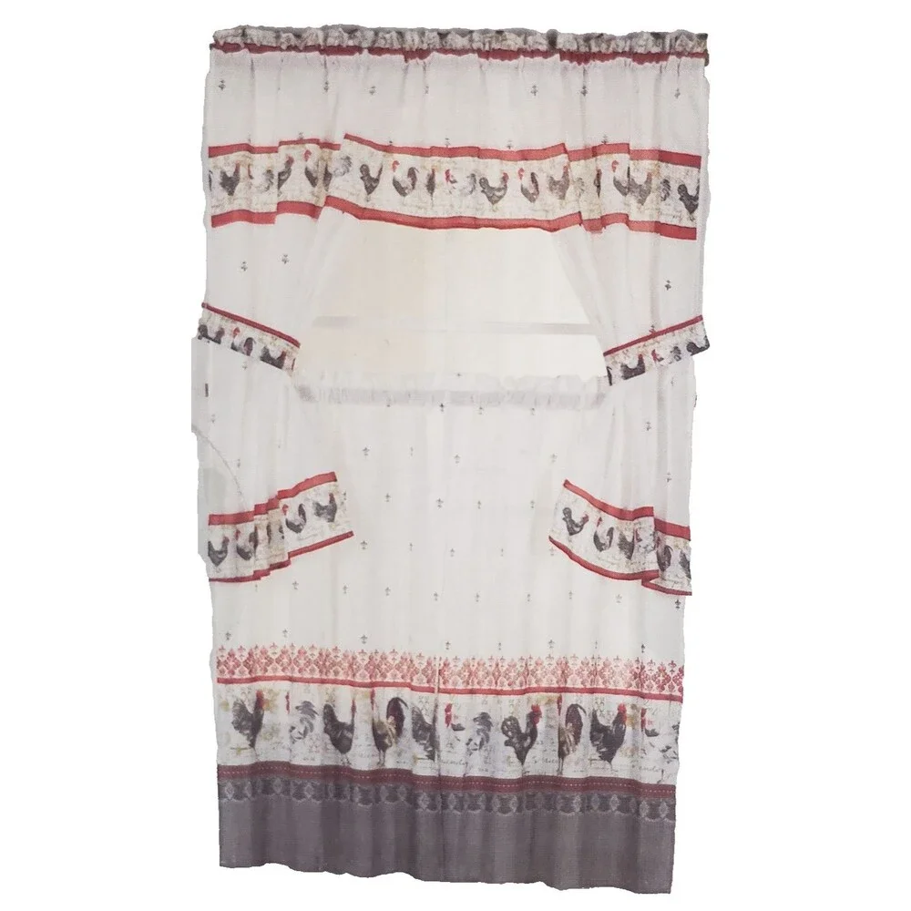 Cottage Kitchen Curtains Set:2 Tiers & Valance(60